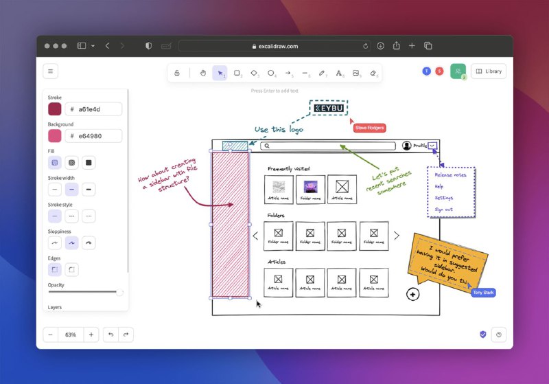#GitHub #工具 #开源🎨 Excalidraw - 一个开源的无限画布手绘画板▎项目功能