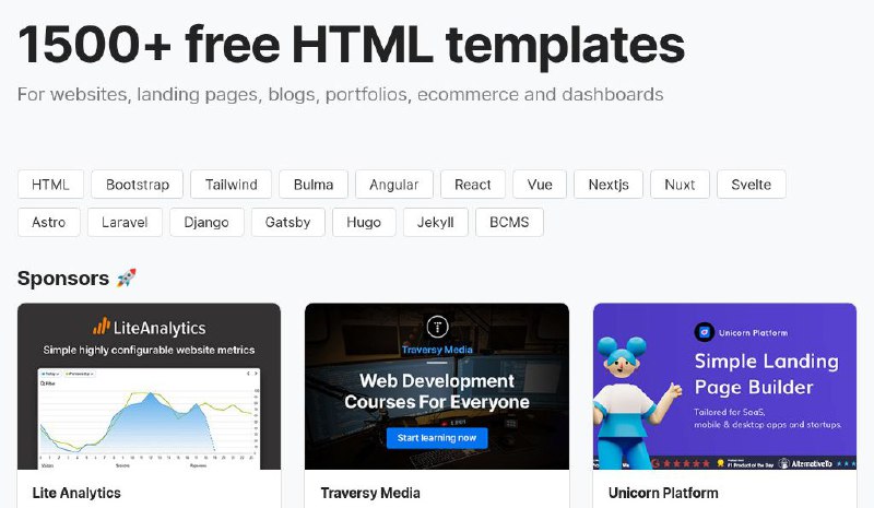 #网站 #素材👩‍💻 HTMLrev - 精选的免费 HTML 模板下载▎网站功能