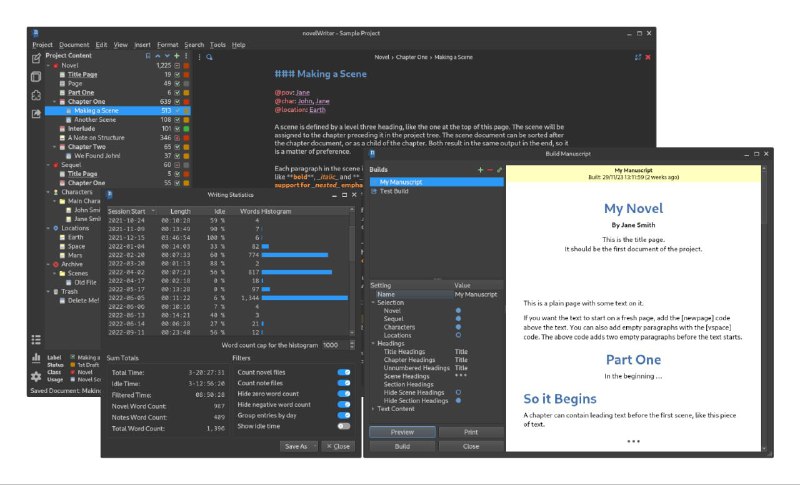 #软件 #开源 #工具🏷 novelWriter - 专为写小说的开源纯文本编辑器▎软件功能