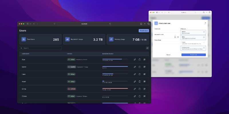#GitHub #工具❌ Marzban - 基于 Xray 开源机场管理面板▎项目功能