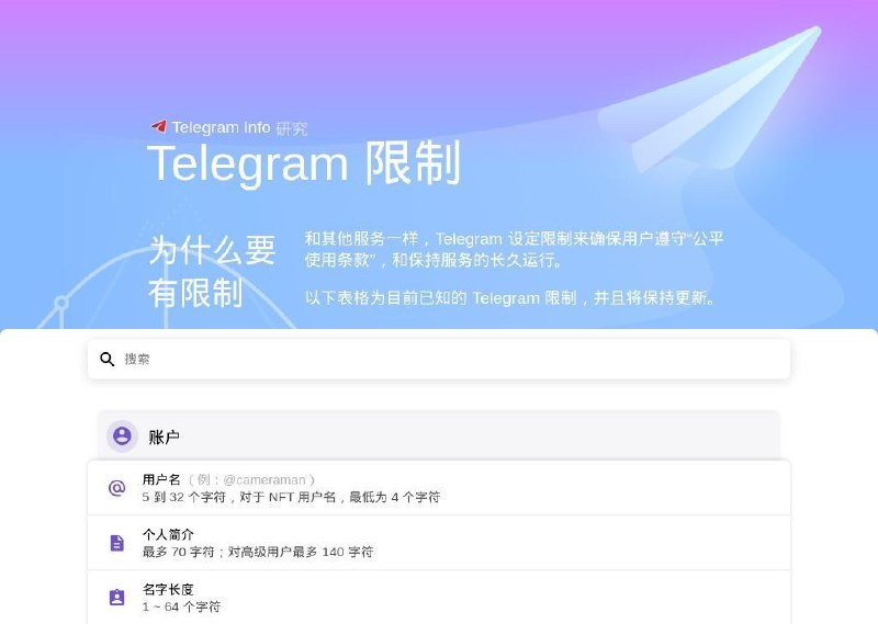 #网站 #列表 #Telegram📘 Telegram 限制大全▎网站功能
