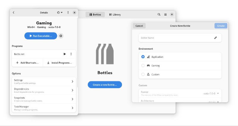 #软件 #开源 #工具🔁 Bottles - 在 Linux 上运行 Windows 软件和游戏▎软件功能