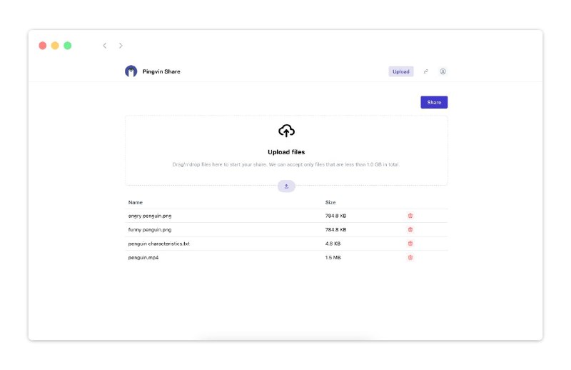 📤 Pingvin Share - 轻盈美观的自托管文件共享平台GitHub   ｜   示例Pingvin Share 是一个可自建的文件分享平台，是 WeTransfer 的一个替代品