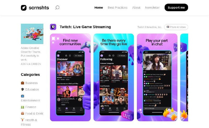 #网站 #趣站 #设计🦋 SCRNSHTS - 收集精美的 APP 宣传图片▎网站功能