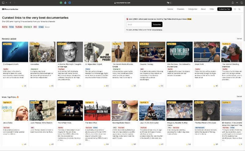 #网站 #纪录片📼 Rocumentaries - 精选优秀纪录片聚合导航站▎网站功能