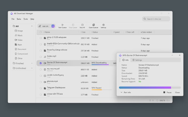 #软件 #插件 #工具 #解析 #开源⬇️ AB Download Manager - 开源下载管理器▎软件功能