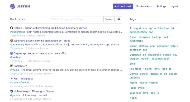 #GitHub #工具🖇️ linkding - 一个简单实用可自托管的书签管理器▎项目功能