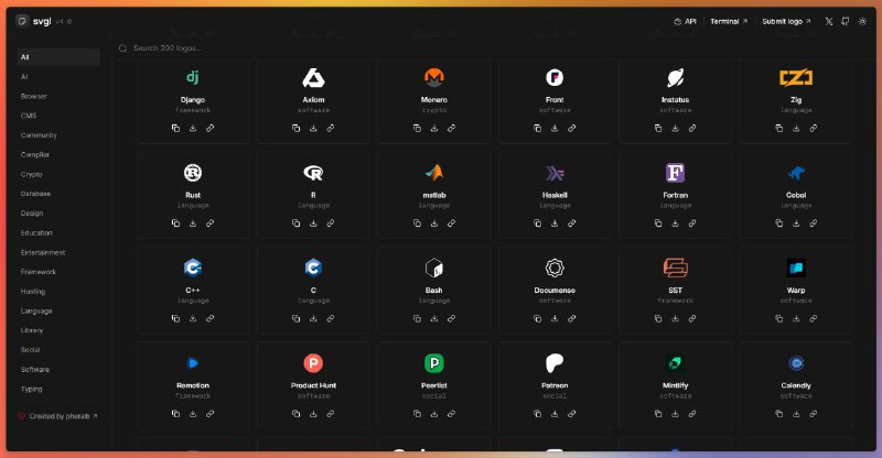 #网站 #素材 #开源👩‍💻 SVGL - 开源精美的 SVG 徽标库 ▎网站功能