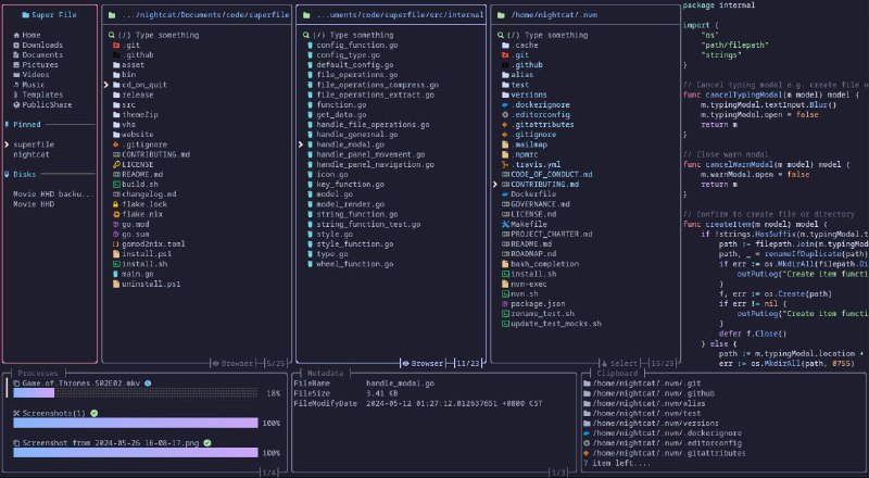 #软件 #工具 #开源🗂 Superfile - 漂亮而现代的终端文件管理器▎软件功能