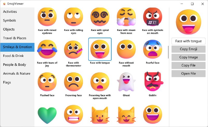 #软件 #工具 #开源😜 EmojiViewer - 一个开源 Fluent Emoji 表情查看器▎软件功能