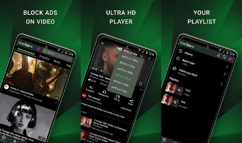📺 GreenTuber v0.1.9.4 会员解锁版 —— 第三方无广告 YouTube 客户端 #GreenTuber✅修改内容
