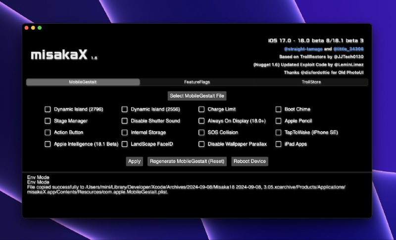 #软件 #工具 #开源🍏 misakaX - iOS /iPadOS 系统定制增强工具▎软件功能
