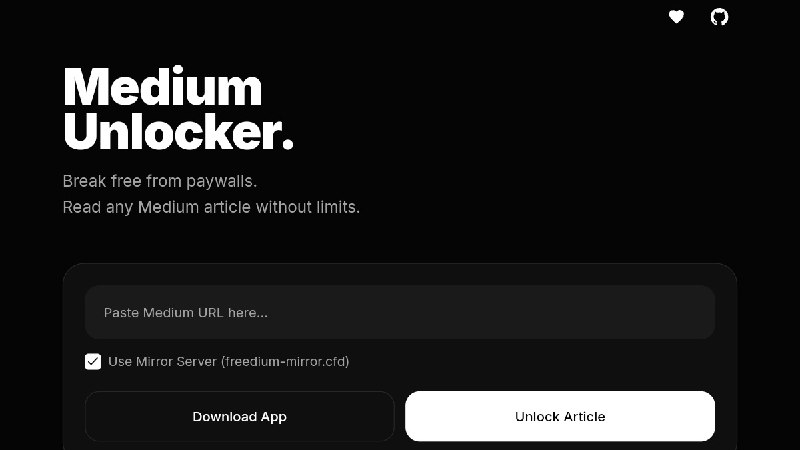 ⭐️ #软件 #工具📰 Medium Unlocker - 绕过 Medium 付费墙▎软件平台
