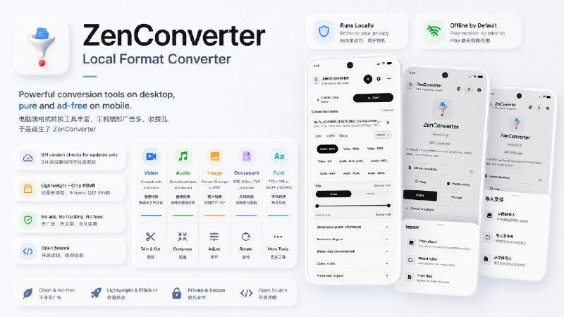 ⭐️ #软件 #工具📑 ZenConverter - 安卓本地文件转换工具🗂 软件平台