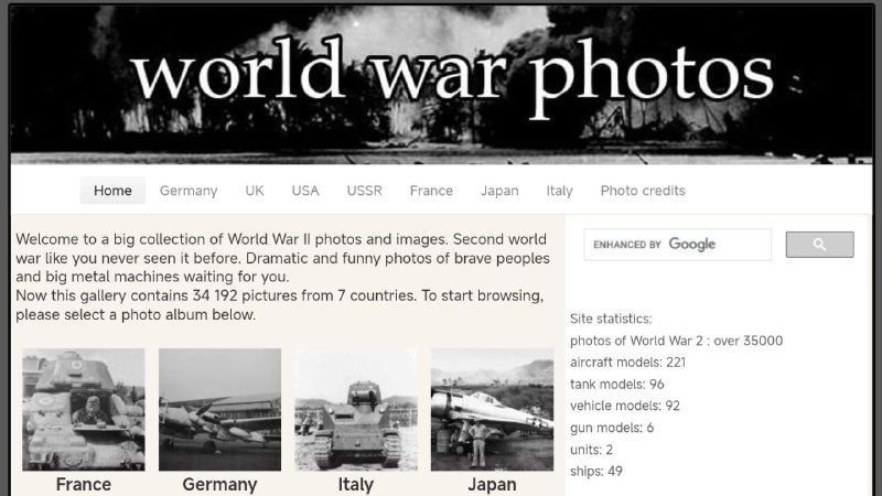 #网站🕊 World War Photos  - 收集第二次世界大战真实图片▎网站功能