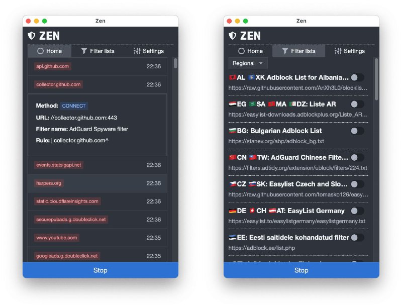 #软件 #工具 #开源🛡 Zen - 一款综合广告拦截器和隐私卫士▎软件功能