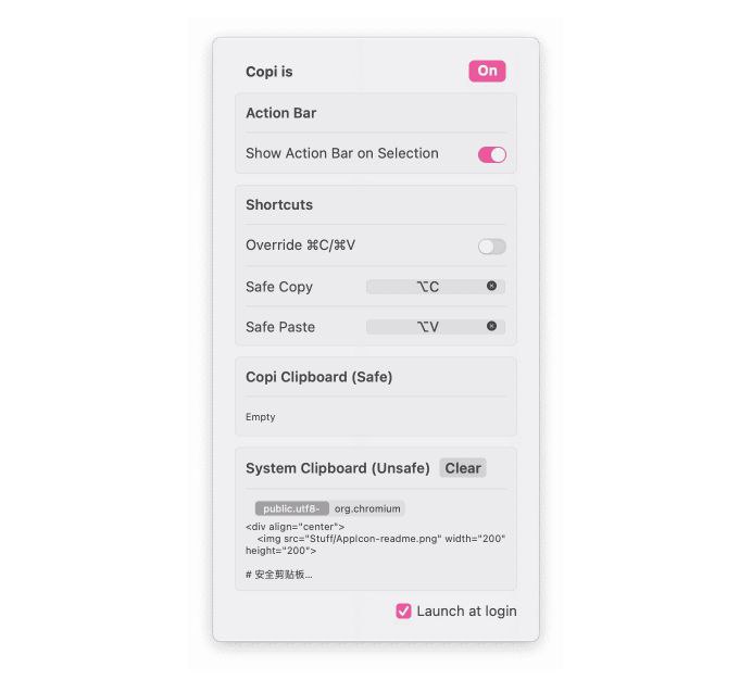 #软件 #工具 #开源🔑 Copi - macOS 系统剪贴板的安全替代品▎软件功能