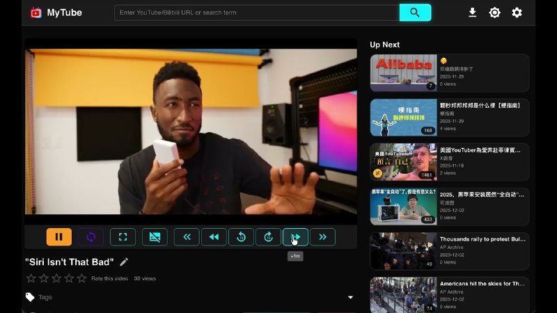 #GITHUB #解析⬇️ MyTube - YouTube/Bilibili/MissAV 视频下载工具和播放器▎项目介绍