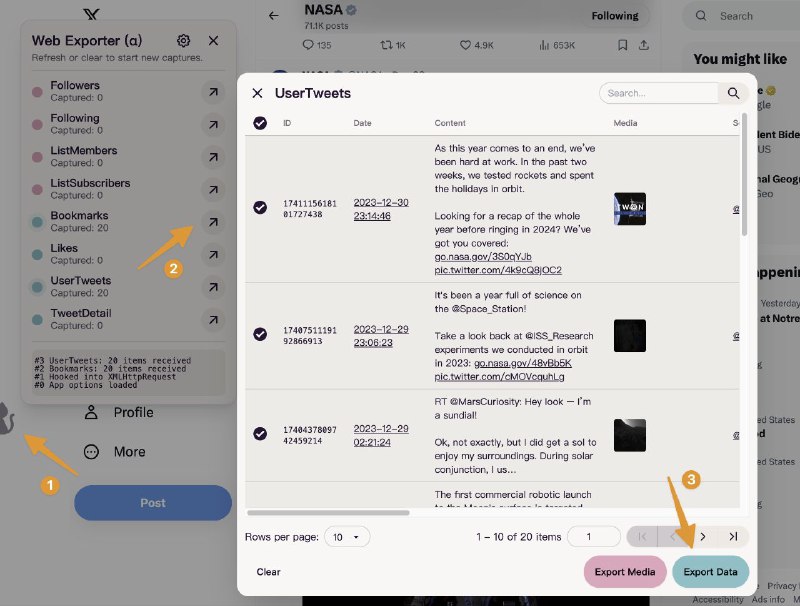 #脚本 #工具🐦 Twitter Web Exporter - Twitter(X) 推文/书签/收藏/列表导出工具▎脚本功能