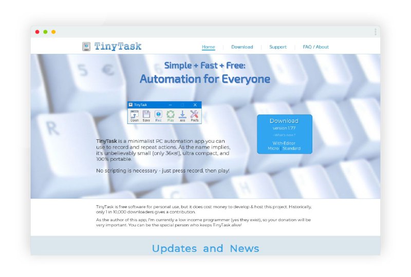 #软件 #工具 #辅助📱 TinyTask - 轻量级 Windows 自动化工具▎软件功能