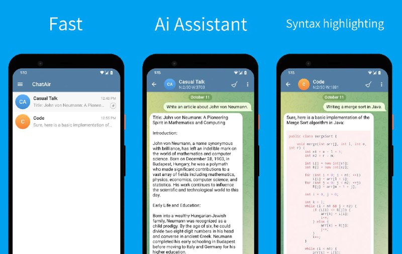#软件 #开源 #第三方 #AI☁️ ChatAir - 一个开源的 ChatGPT 和 Gemini 的原生客户端▎软件功能