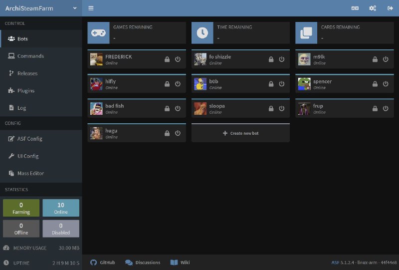#软件 #辅助 #工具 #开源🌐 ArchiSteamFarm - 同时管理多个 Steam 账户并自动获取 Steam 集换式卡牌▎软件平台