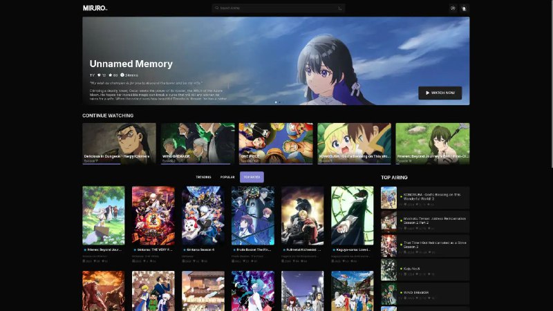 #网站 #动漫 #开源😅 MIRURO - 简约现代化的动漫流媒体网站▎网站功能
