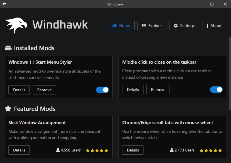 ⭐️ #软件 #工具 #开源💻 Windhawk - Windows 系统自定义工具▎软件平台