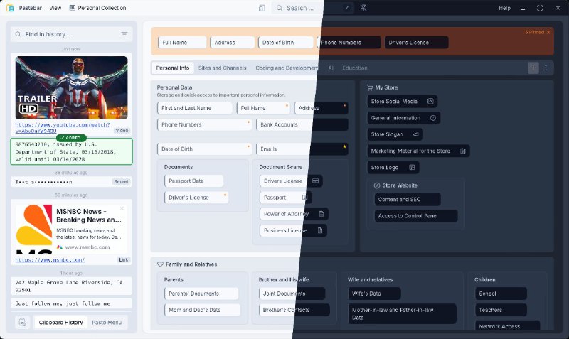 #软件 #工具 #开源📋 PasteBar - 开源跨平台剪切板管理工具▎软件功能