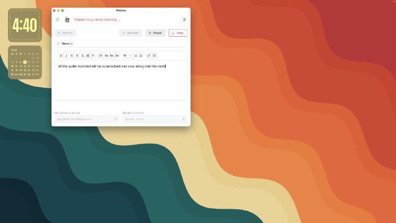 #软件 #工具 #开源 #AI🖋️ Watson - AI 会议录音笔记摘要助手▎软件功能