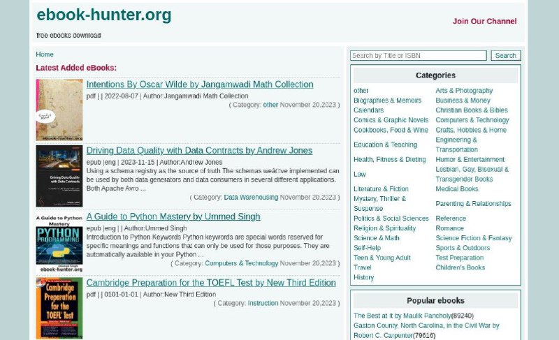 #网站 #电子书📚 Ebook Hunter - 一个免费英文原版电子书下载站▎网站功能
