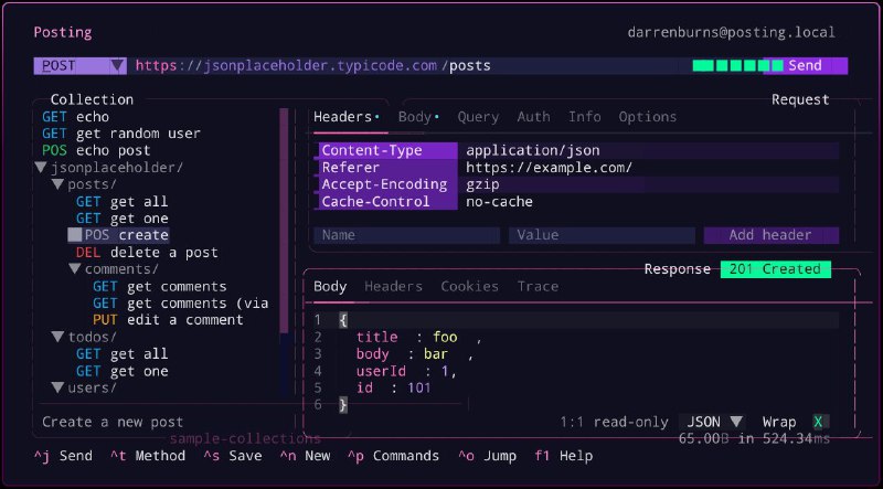#软件 #工具 #开源📦 Posting - 强大开源的终端 HTTP 客户端▎软件功能