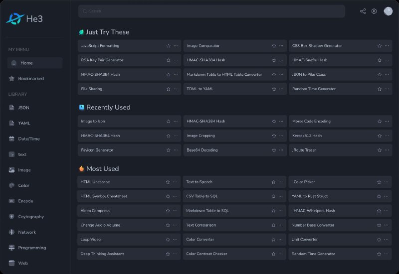 #软件 #工具 #编程🪐 He3 - 一款涵盖 500+ 工具的开发者工具箱▎软件功能