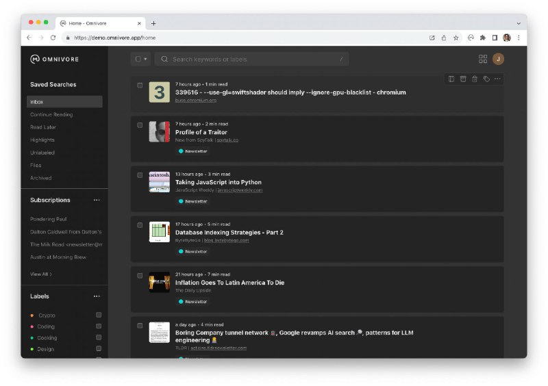 #开源 #软件 #网站 #插件 #工具💡 Omnivore - 一款免费、开源的稍后阅读应用程序▎软件功能