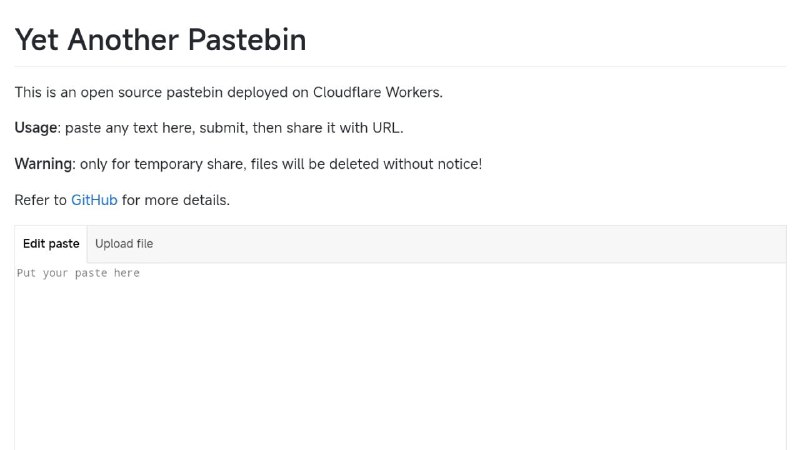 #网站 #工具 #开源📃 Pastebin-worker - 基于 Cloudflare worker 的在线文件存储平台▎网站功能