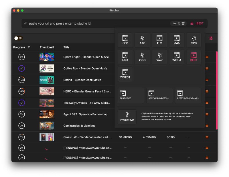 #软件 #解析⚡️ Stacher - 免费跨平台媒体解析下载工具▎软件功能