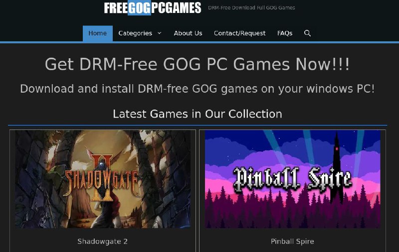 #网站 #游戏📥 Free GOG PC Games - 无 DRM 的 PC GOG 游戏下载站▎网站介绍