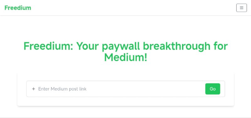 #网站 #工具 #开源📱 Freedium - 开源绕过 Medium 付费墙工具▎网站功能