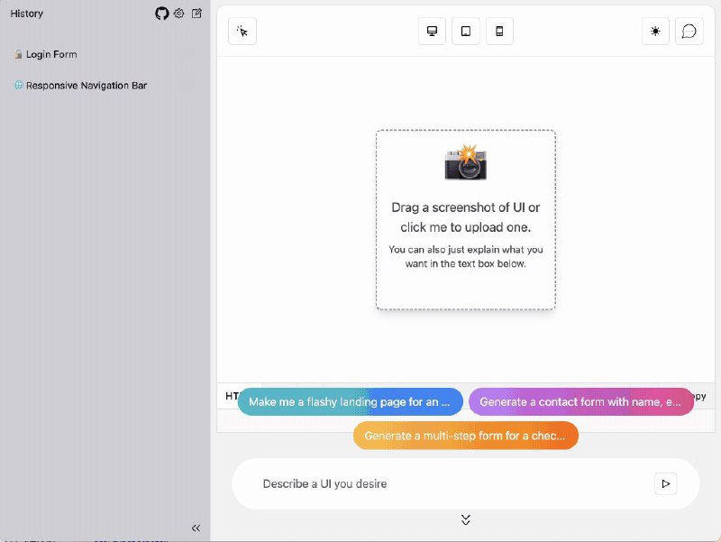 #GitHub #AI #工具 #辅助🔮 OpenUI - 用想象力来描述 UI 然后实时呈现▎项目功能
