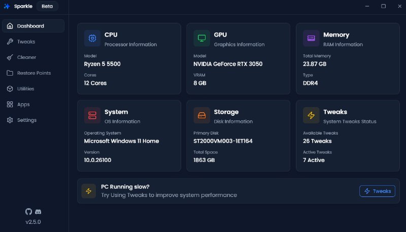 #软件 #工具 #开源⚡️ Sparkle - Windows 系统优化清理工具▎软件平台